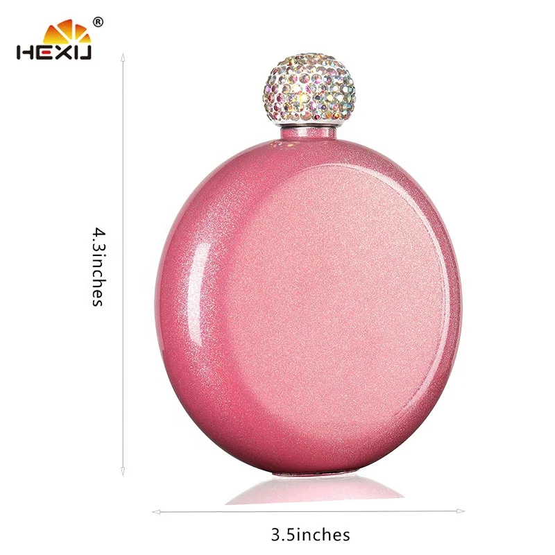 5oz black stainless steel sublimation blank round sharp hip flask with diamond lid