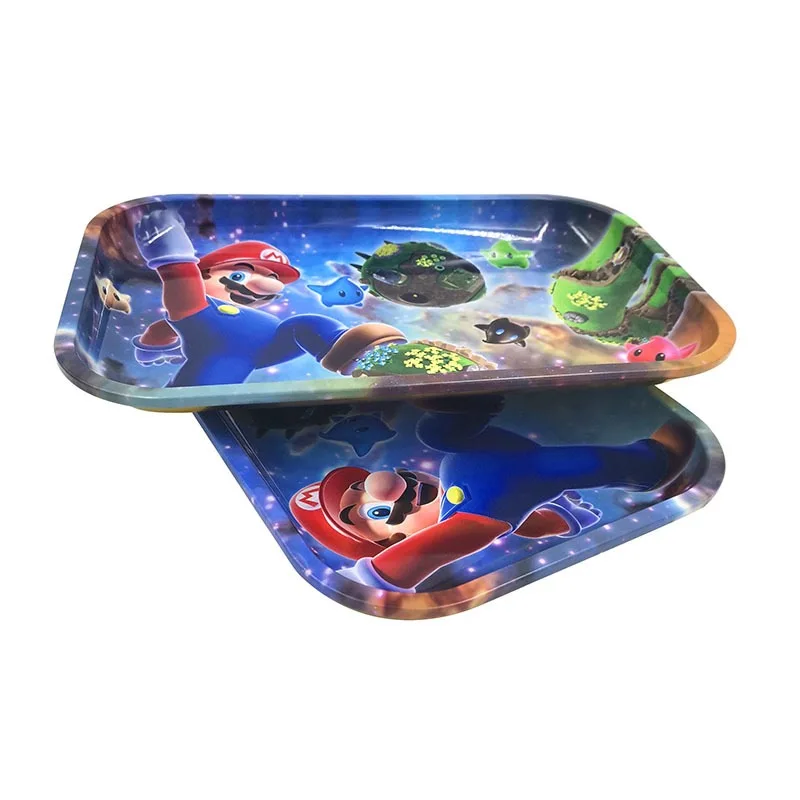 Wholesale Multiple Size Custom LOGO Small Size Rolling Metal Tin Tray Tinplate Metal Serving Tray