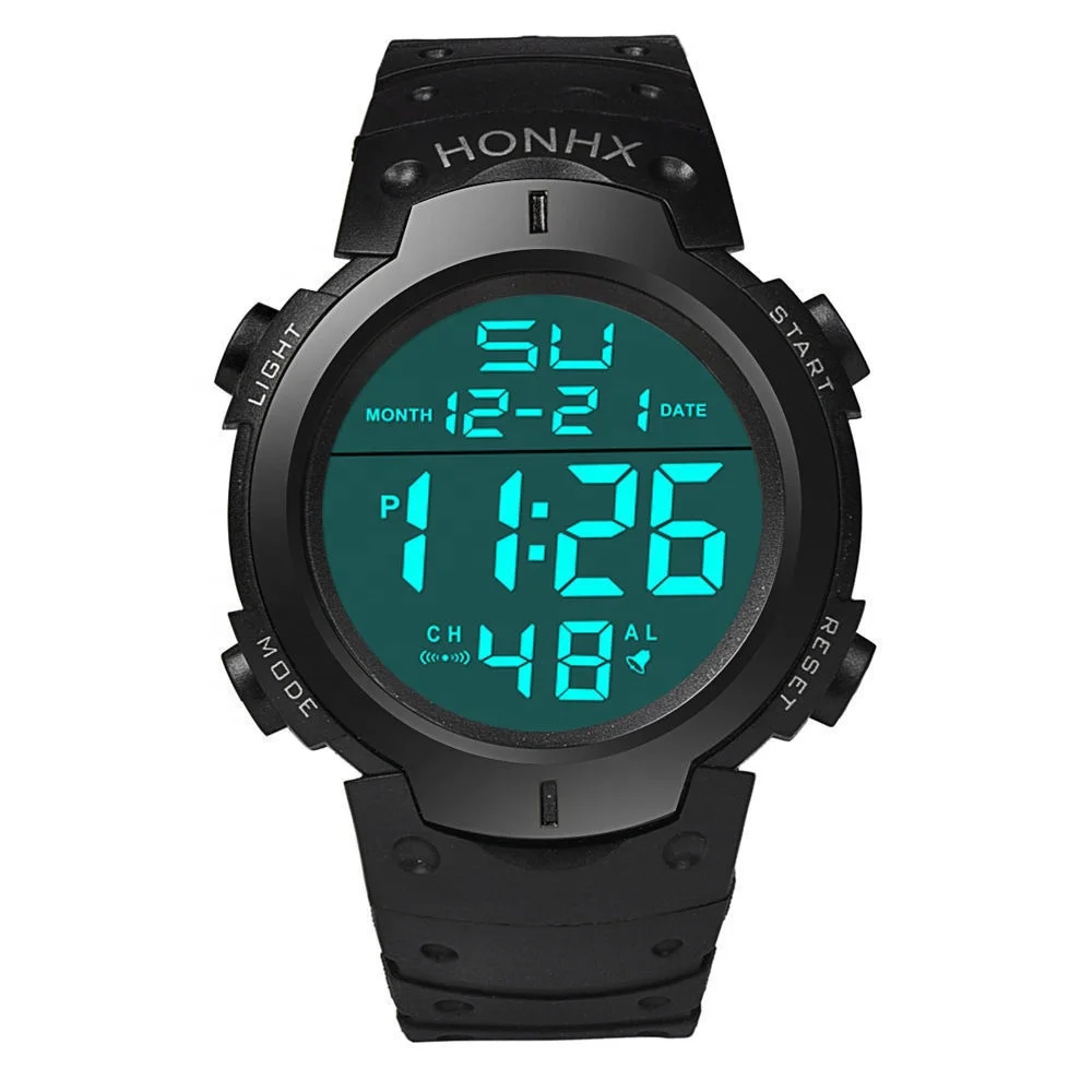 Circular Digital Display Electronic Watch Luminous Multifunctional Student Men Sports LED Electronic Digital Watch