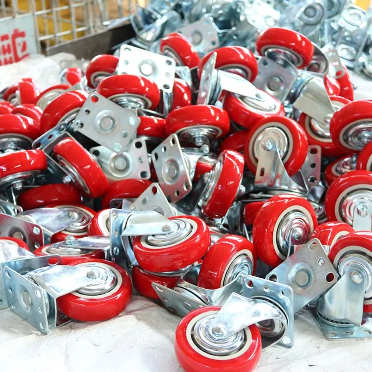 Polyurethane wheel style 4 inch medium duty red pu caster wheel 100*32mm pu castor with double bearing