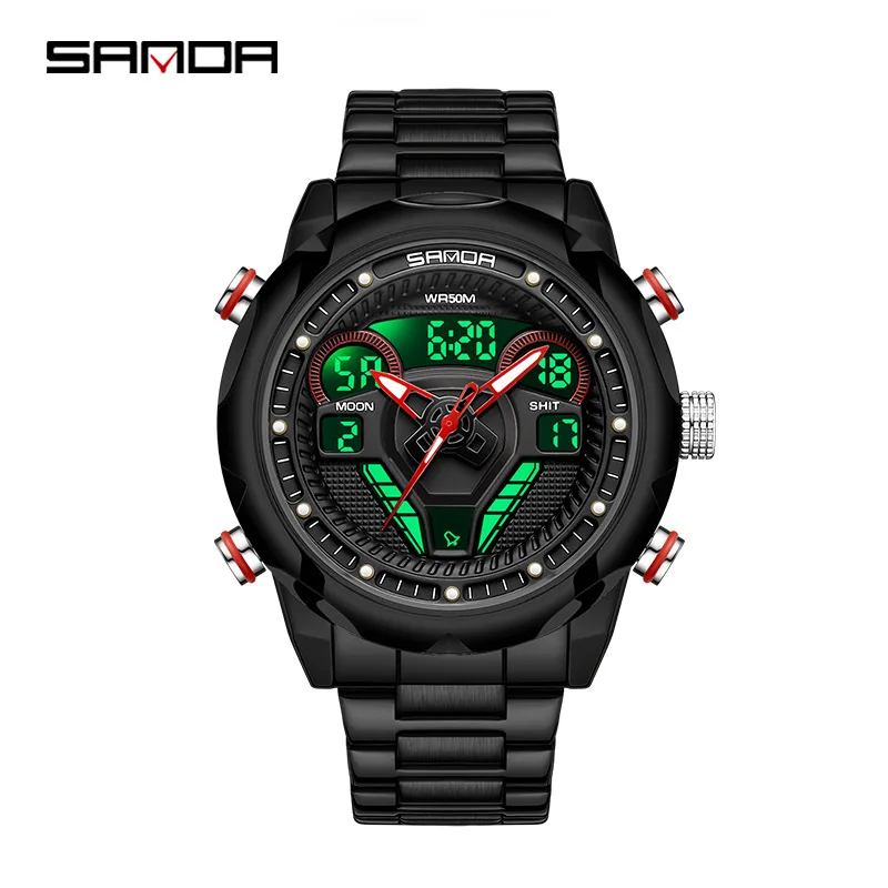 Famous Brand Sanda 9022 New Model Watch For Men 2023 Waterproof Outdoor Activities Analog Digital Led Display Wrist Watch