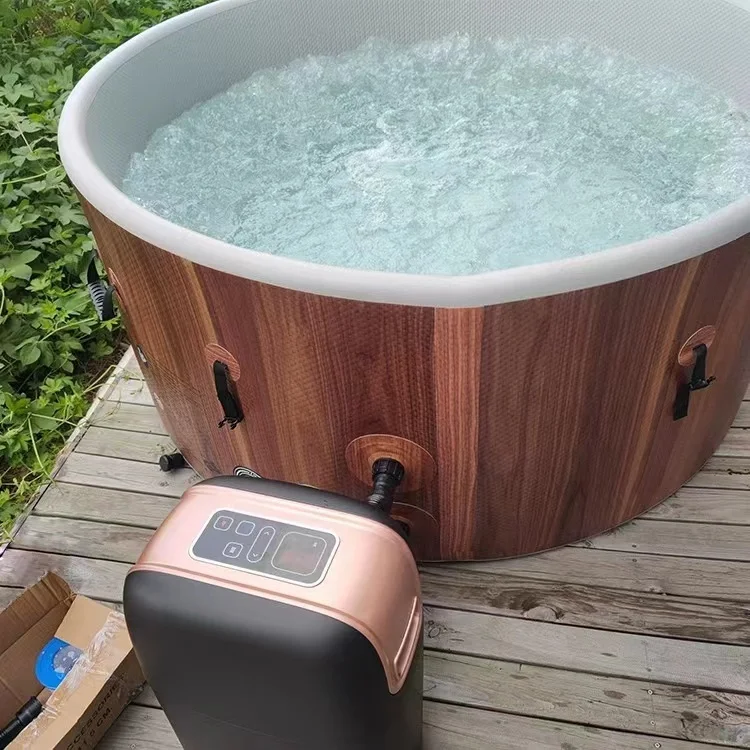 Inflatable Jacuzzis exterior Simple Spa Outdoor Portable Round Heated Hot Tub Spa with Bubble Jets Filter Pump and Cover