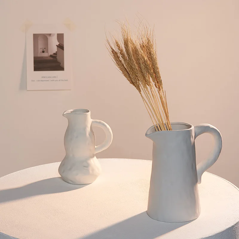 geometric matte vintage flower antique vase for decoration wholesale white ceramic chinese porcelain bum vase nordic modern