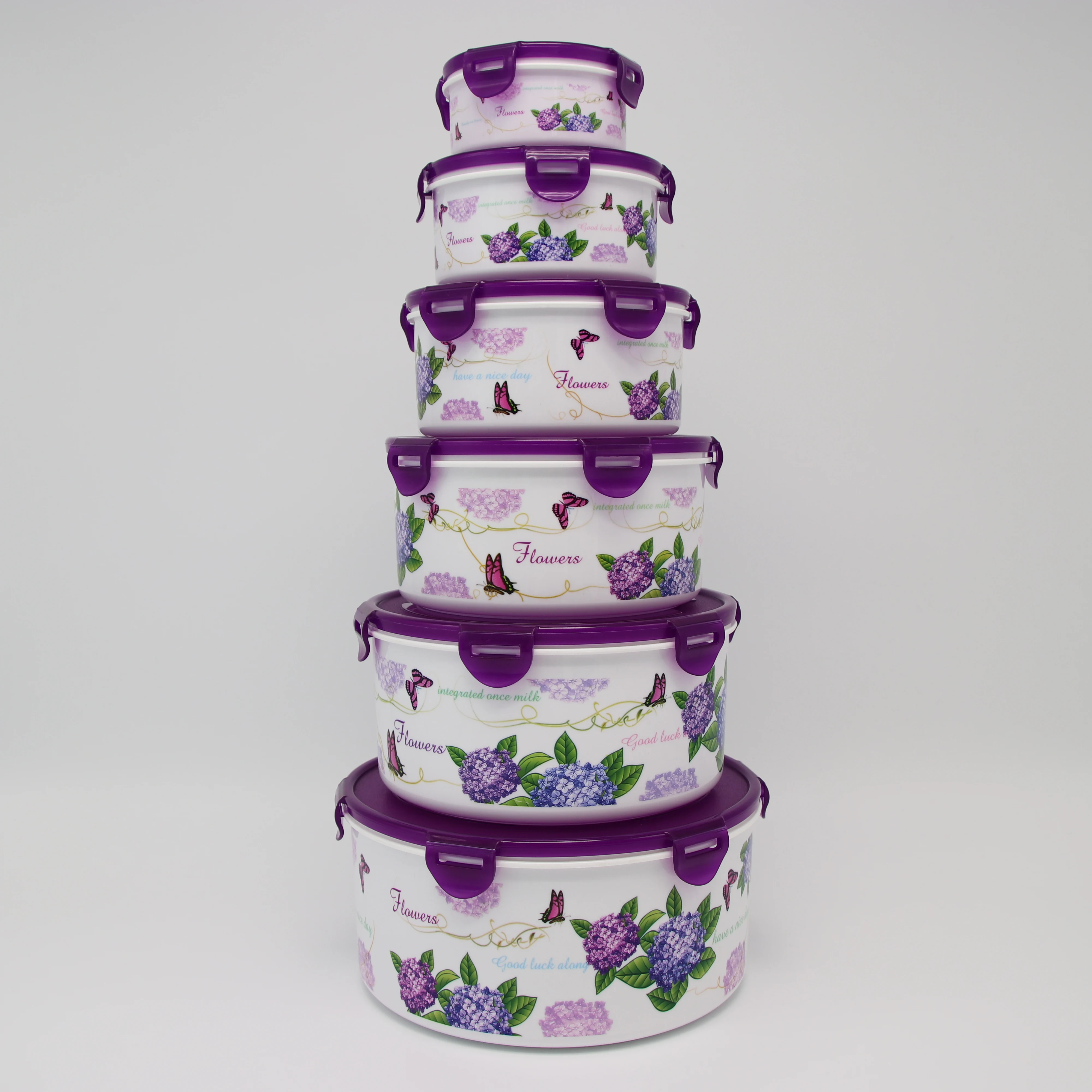 Good quality round plastic food container with lids