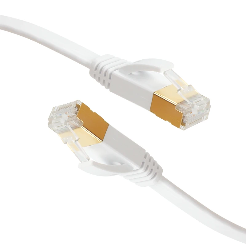 VCOM Custom Twist Pairs SFTP Stranded Pure Copper Patch Cord Cat7 Network Cable Shielded Flat Gold Plated for Wifi Router