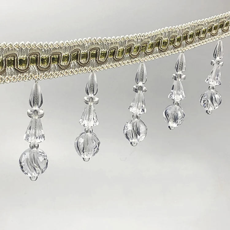 Multicolor 12.5 Yard Braid Beaded Pendant Curtain Tassel Hanging Ball Fringe Trims For Home Decoration