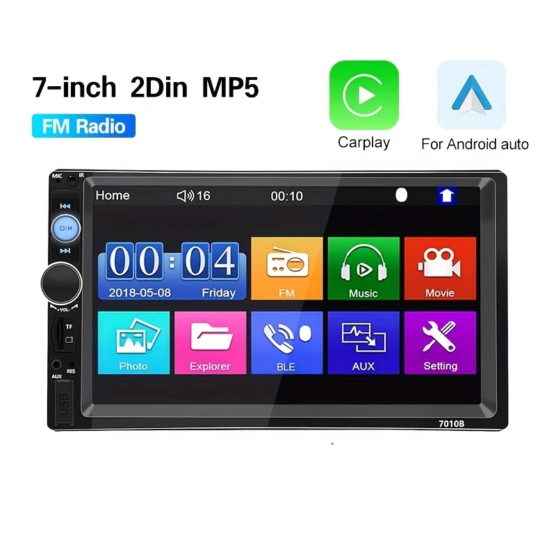 GPS Navi Wifi FM With Backup Reverse Aid Camera 7' Double Din Car Radio Multimedia  2 Din MP5 Player with Carplay Android Auto