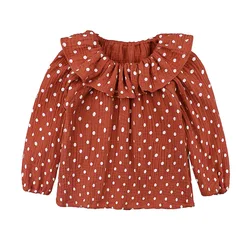 Baby Girls Doll Collar Tops Long Sleeve Cotton Linen Princess Toddler Girl Peter Pan Collar Top Blouse