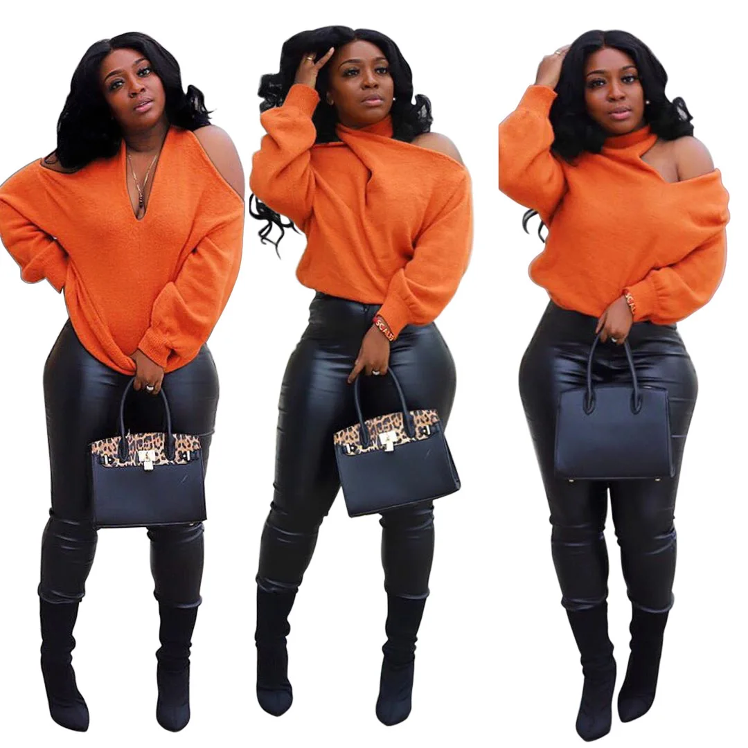 2021 зима модный стиль с v-образным вырезом с длинным рукавом пуловер вязанные свитеры больших размеров для женщин трикотажный джемпер