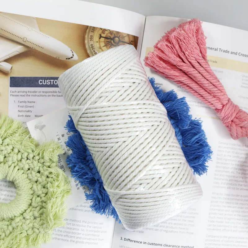 
Popular for Canada Market Oragnic 100%cotton Natural Makramee Garnr Rope 3mm Single Strand Makramee Cord 4MM 