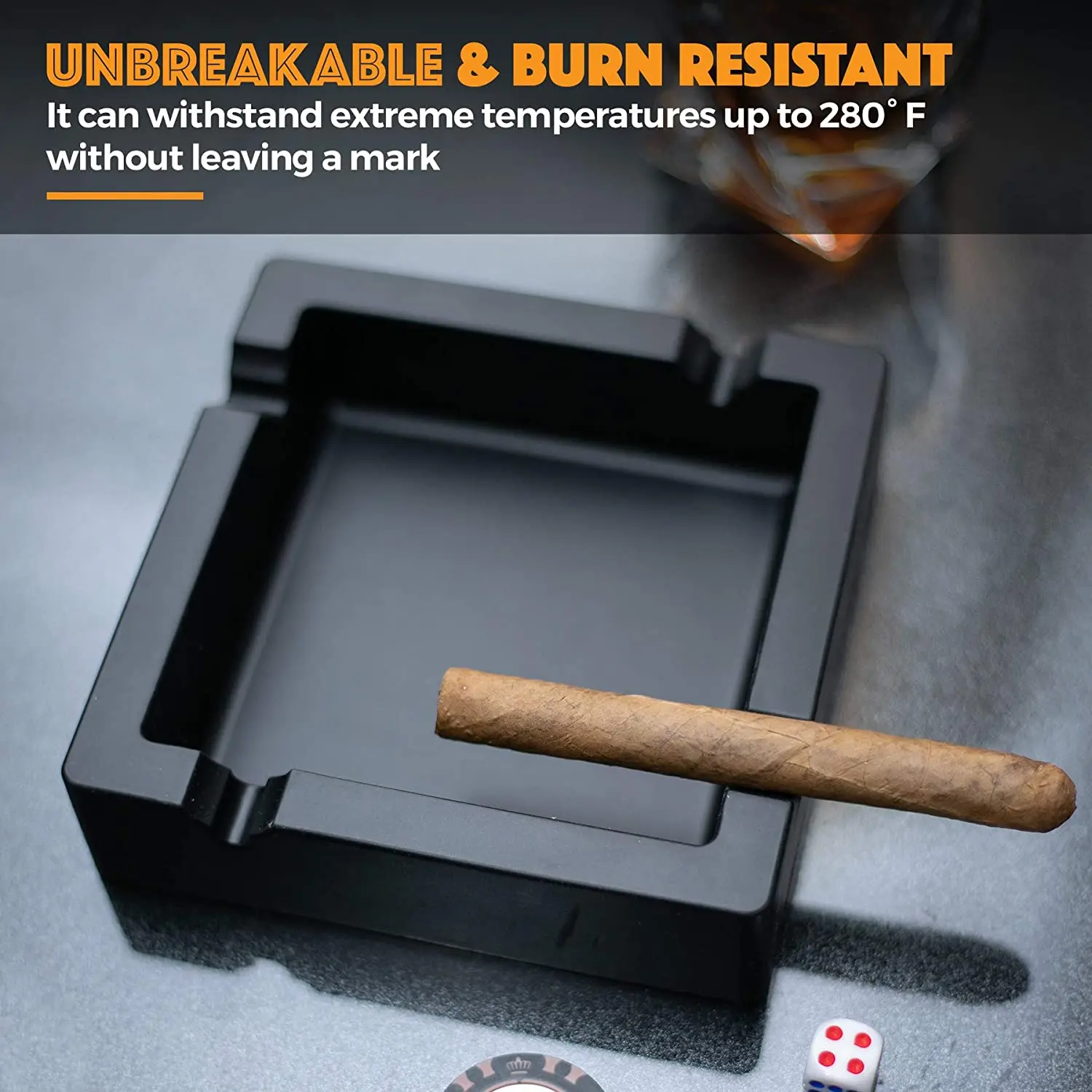 Outdoor square large ashtray travel portable customized silicone cigar ashtray custom logo for hotel