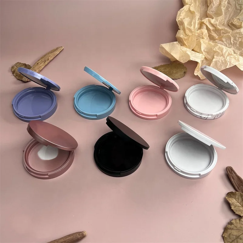 Spot good black white pink blue plastic empty double layer compact powder cosmetic case single layer setting powder container