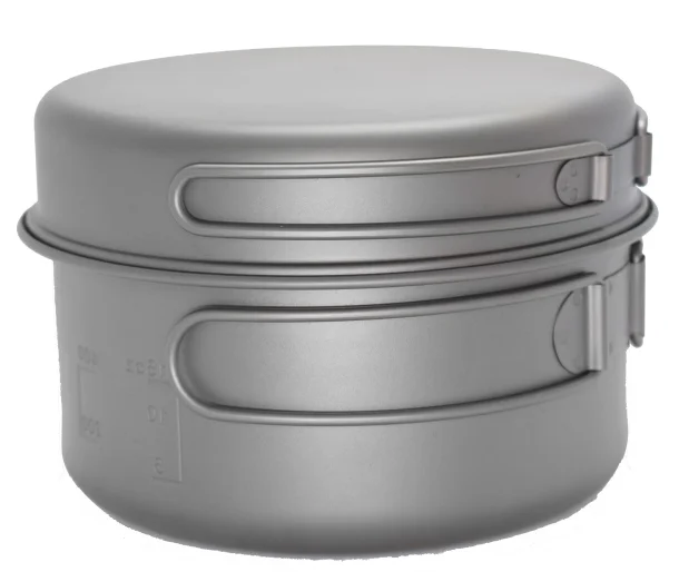 800ml Titanium camping cookware 1 pot&1 pan for hiking or picnic 800ml camping outdoor titanium container
