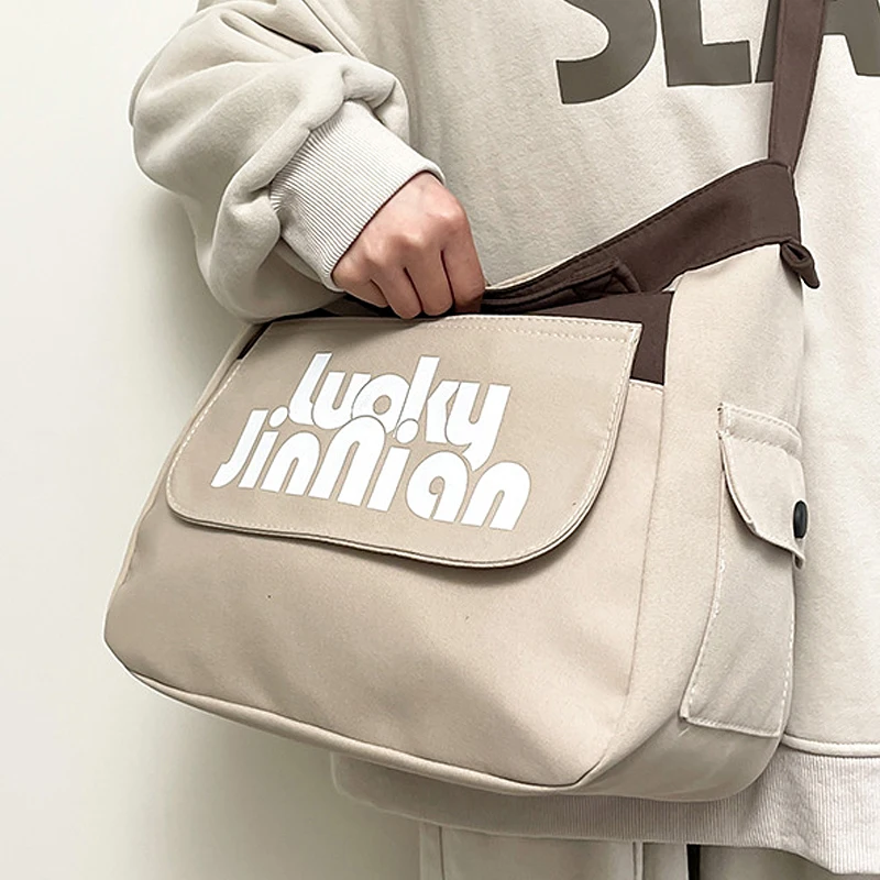 Custom Logo High quality Large Capacity Crossbody Bag Korean Student Canvas Bag Ladies Shoulder Tote Bag