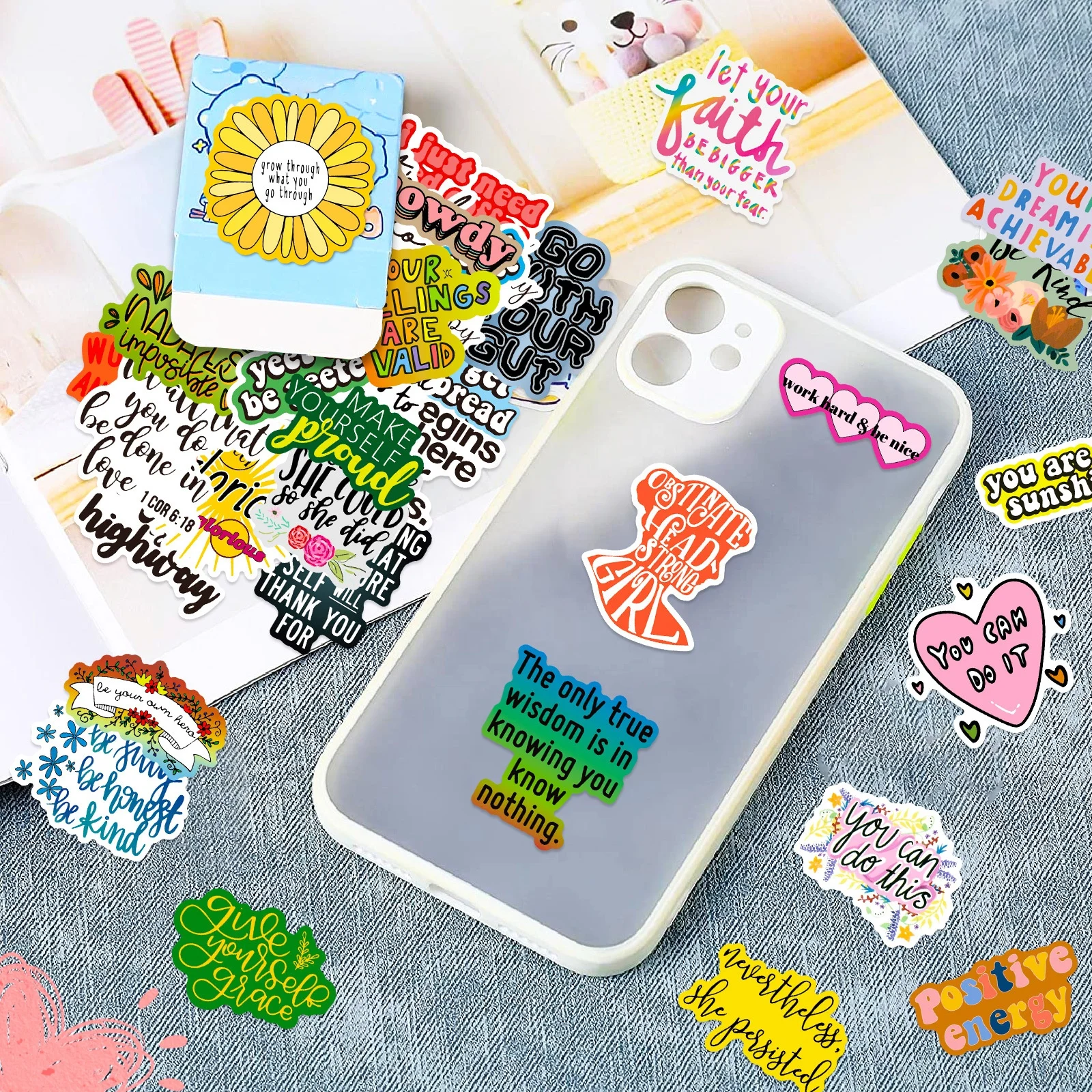 100pcs Inspirational Stickers for Water Bottles Laptop Luggage Waterproof Durable Vinyl Encouragement Stickers for Students