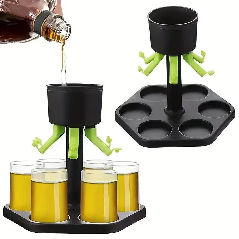 Hot sale 6 shot glass dispenser PE Glass Dispenser Bar Accessories Hexagonal Fair Liquor Divider for Whiskey Beer Wine