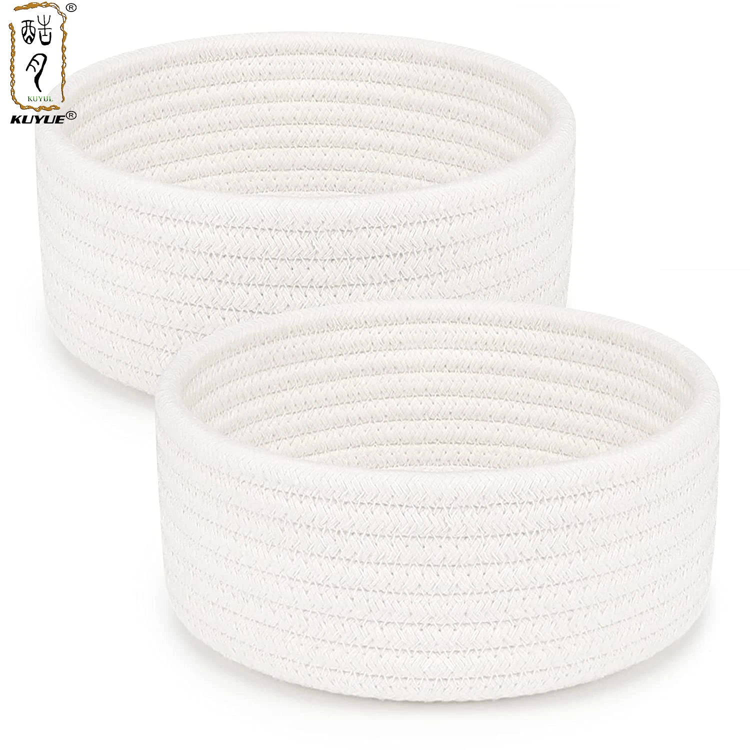 KUYUE 2 Pack Small Cotton Rope Mini Tiny Storage Baskets, Empty Gift Basket - White Foldable OPP Bags Woven Baskets, Cute 500pcs