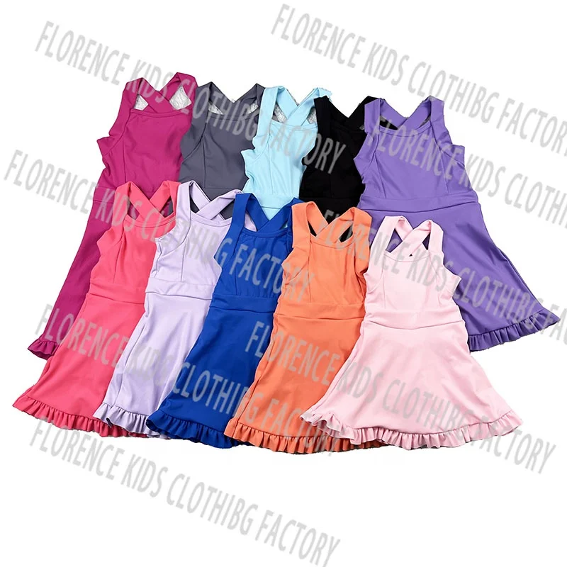 DH ODM Boutique western kids yoga set toddler girls custom colors logo gym clothing Yoga Wear Dress