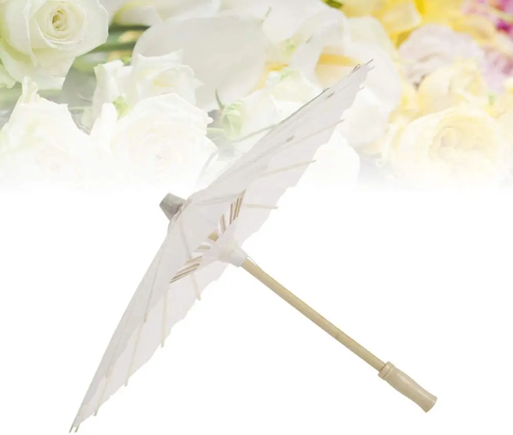 Hot Sale High Quality White Paper  Umbrella Parasol Wedding Souvenir Sun Umbrella