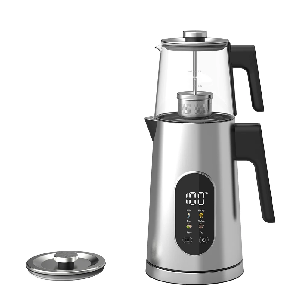 Hotsy Eu Plug Commercial Tea Maker Machine Brass Samovar 1.8L Stainless Steel Thermo Electric Kettle With Digital Touch Con