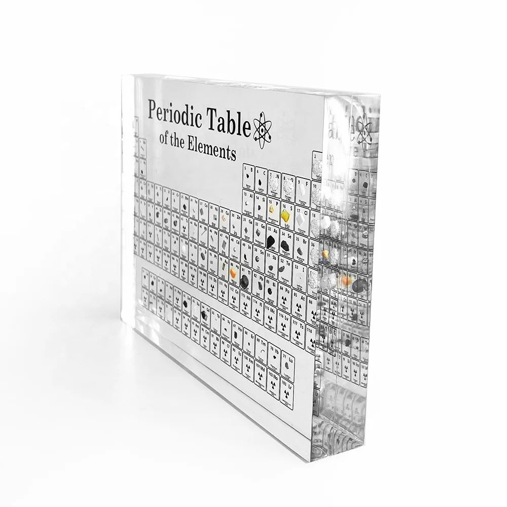 Customized New brand 3D Science Creative Chemical Periodic Table With LED Base Gift Box Science Lovers Acrylic Periodic Table