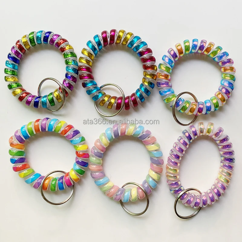 2023 New Rainbow TPU Bracelet Keychain Wristlet Simple Bulk Colorful Keychains Strap