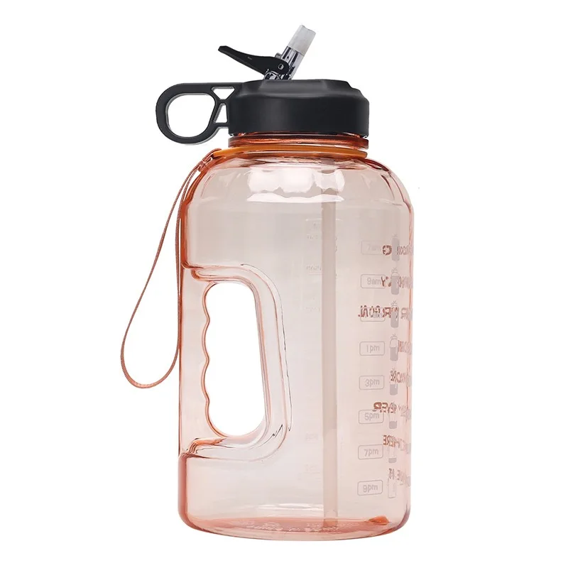 73 унций герметичные BPA бесплатно PETG красочные большие 2.2L мотивационные фитнес бутылки для воды с соломой