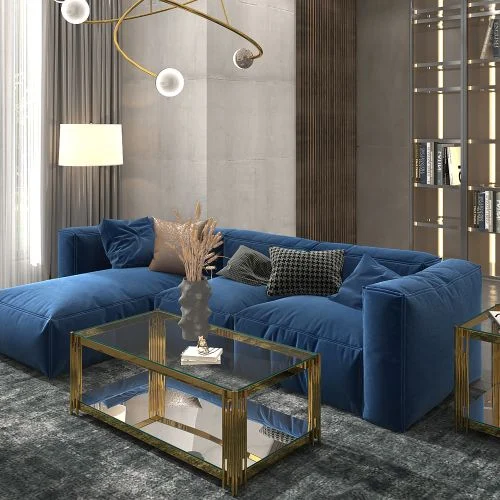 hot sale nordic glass top stainless steel legs side center table living room furniture modern luxury gold coffee tables