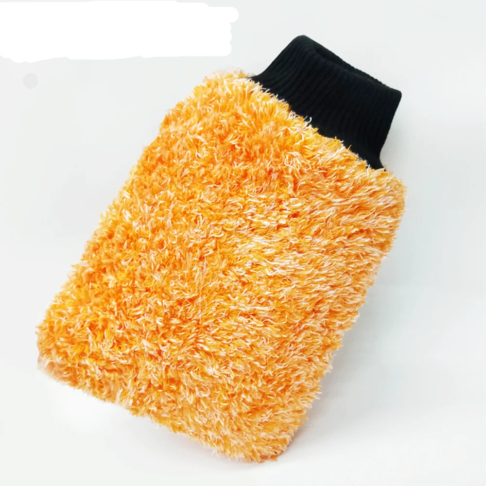 Master D71232 Orange color Plush pile Ultra Soft Microfiber Scratch Free Car Washing gloves