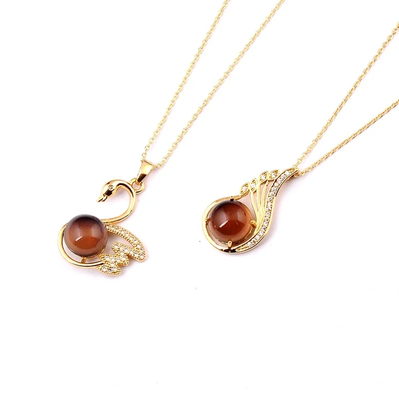 Aug jewelry New simple thermochromic stone swan pendant necklace fashion personality clavicle chain necklace