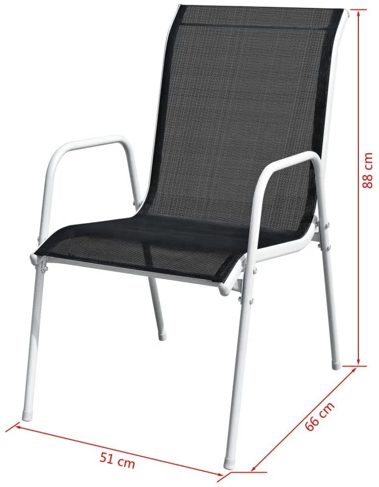 
Steel Black 7 Piece Outdoor Dining Set KD 7PCS Outdoor Sling Chair Outdoor Garden Furniture Set Patio Knocked-Down Table Chair 