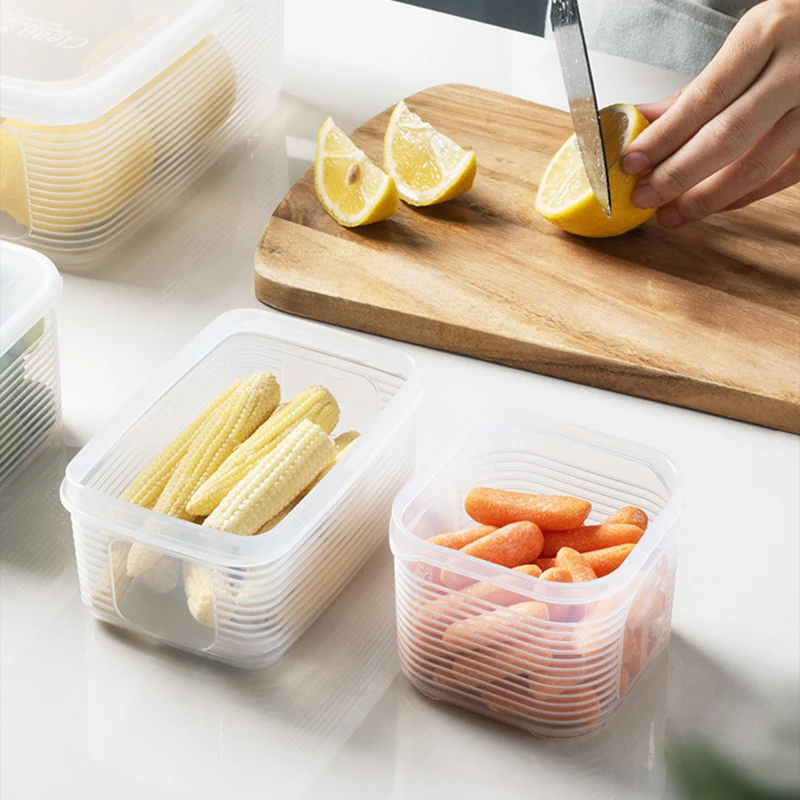 MJ Kitchen Crisper Plastic Drawer Classification Containers Food Egg Fresh-keeping Box Refrigerator Storage With Divider