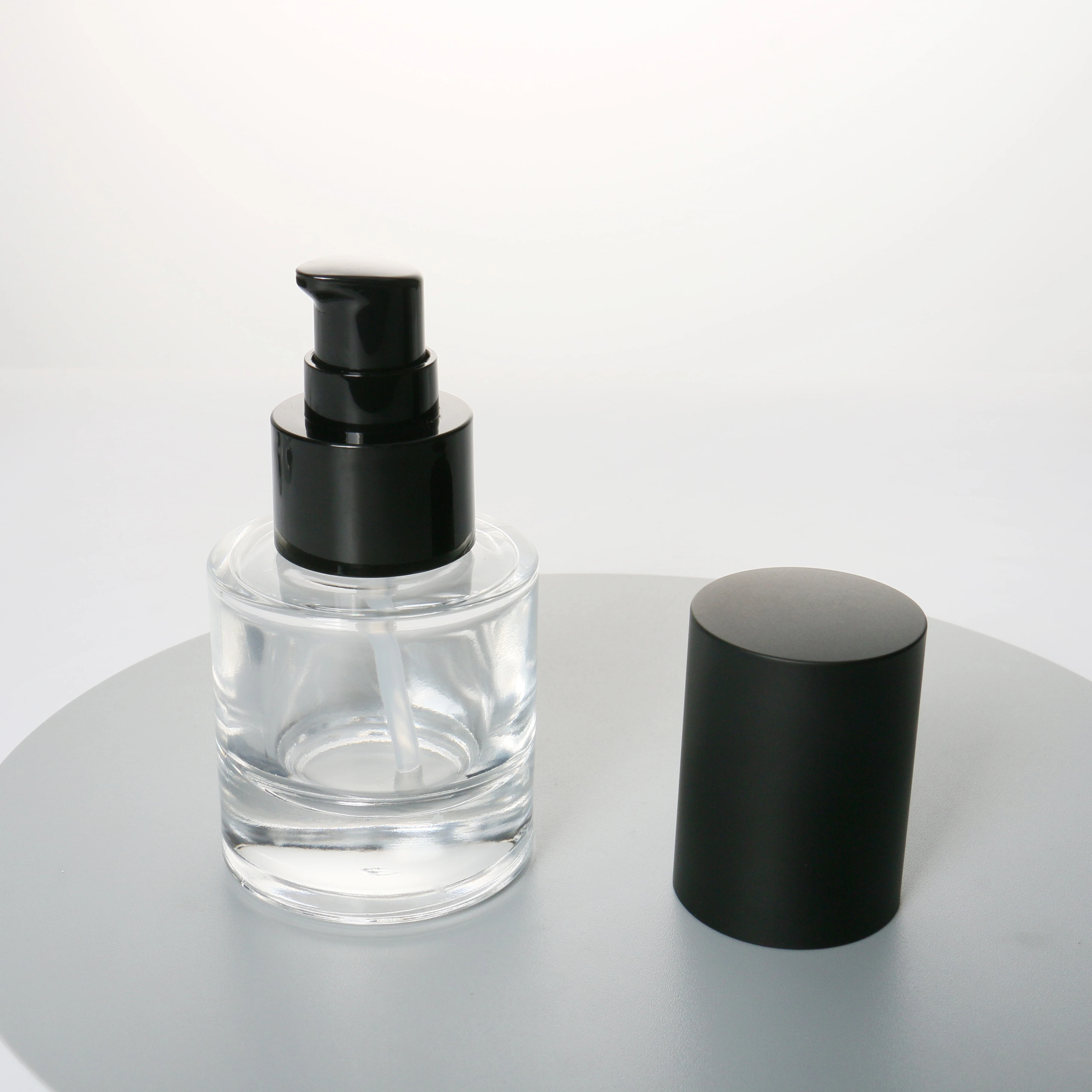 Wholesale Cylinder Thick Bottom Frosted Glass Bottle Skincare Packaging Lotion Hair Body Oil Bottle Toner Pump