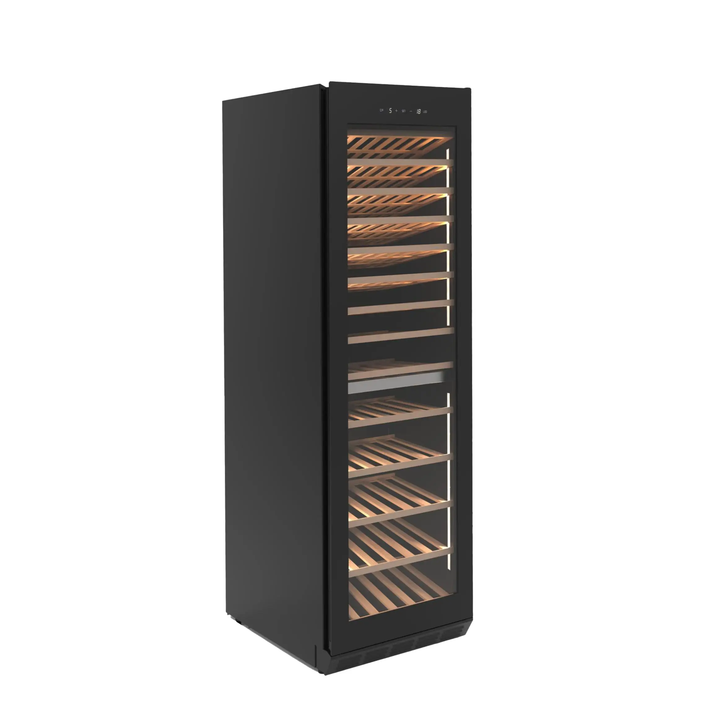 Factory Supply Double Zone Built-in 122 Bottles Beech Wooden Shelf Wine Fridge Wine Cooler Wine Cellar