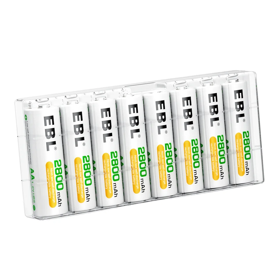 EBL Pack of 8 AA Double A 1.2V Batteries 2800mAh High Capacity Ni-MH AA Rechargeable Batteries