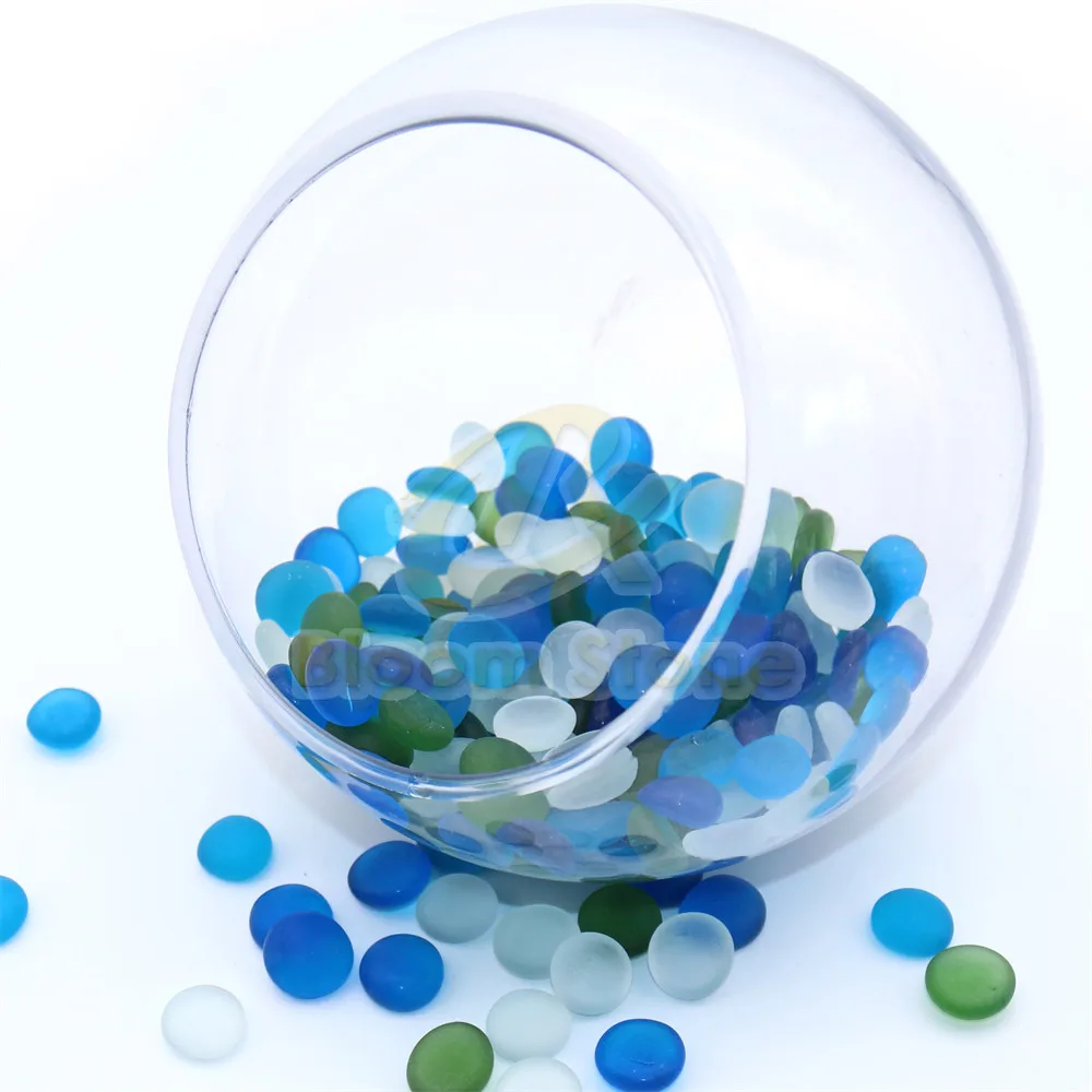 Hot Sale Flat Aquarium Marble Bead Stones Decorative Mosaic Glass Gem Pebbles Glass Vase Filler
