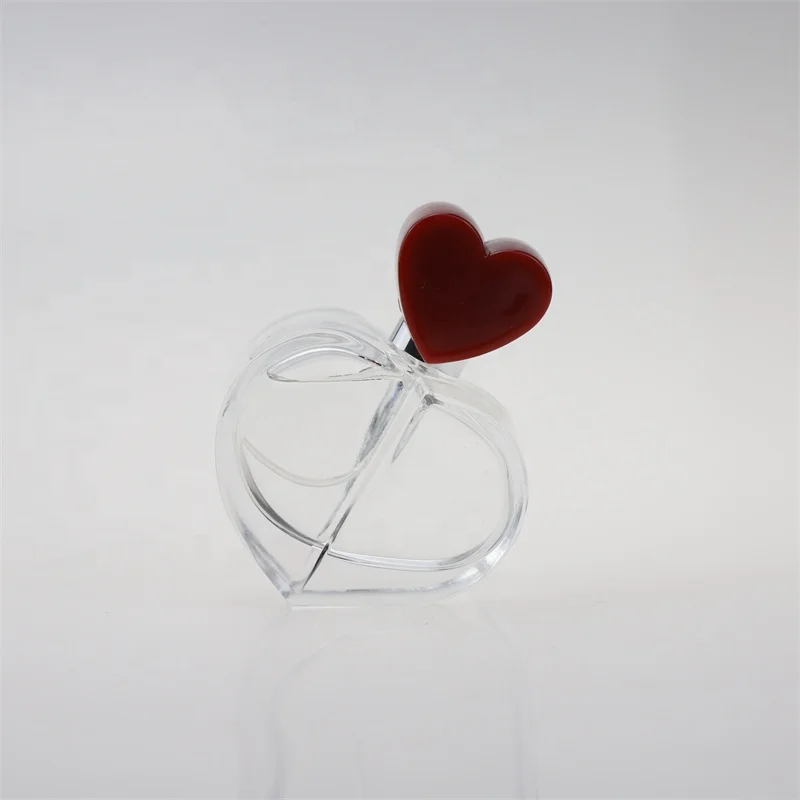 50ml heart shape clear glass perfume bottle luxury glass bottle with heart shape cap