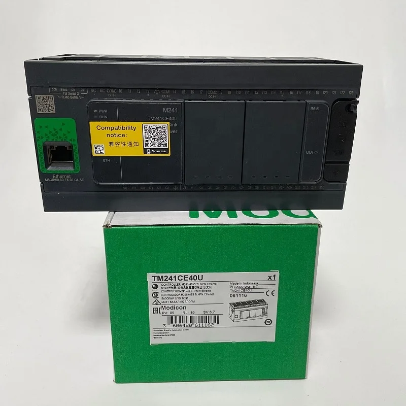 New OrigiOne M241 programmable logic controller TM241CE40U CPU module integrated with Ethernet port 40 points IO for Schneider