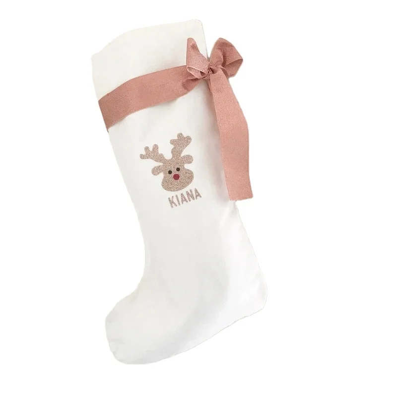 Christmas Gift Socks White Santa Stocking Blank Glitter Candy Storage Bag Festival Decoration Supplies Christmas Stocking