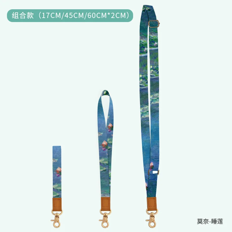Customized 3-piece set print phone lanyard secure phone strap multi color necklace mobile phone chain famous painting lanyard