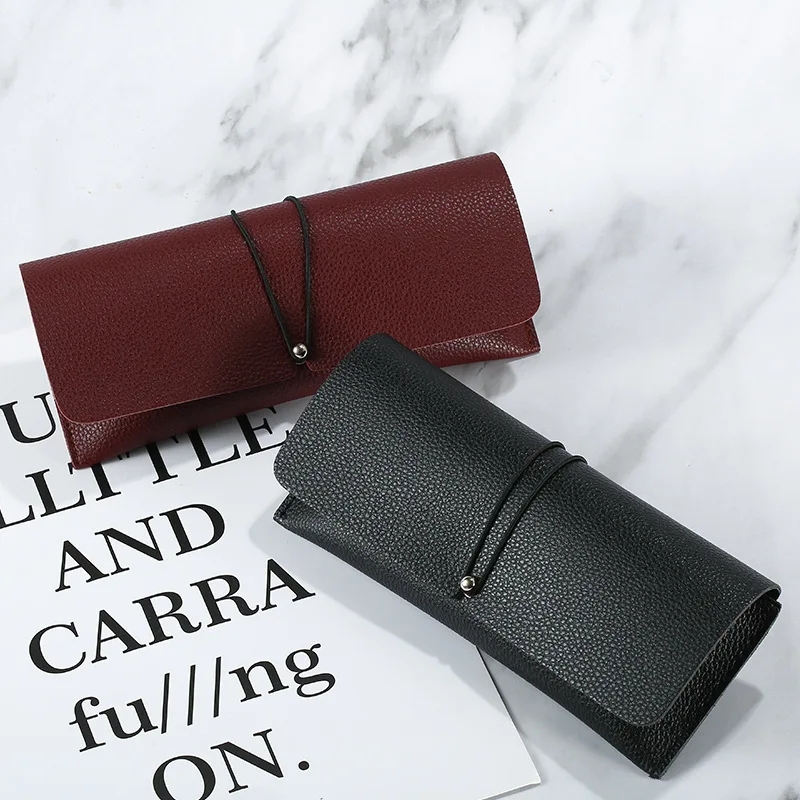 Fashion PU Leather Cover Sunglasses Case For Women Men Glasses Portable Drawstring Soft Glasses Case Pouch Bag Accessories