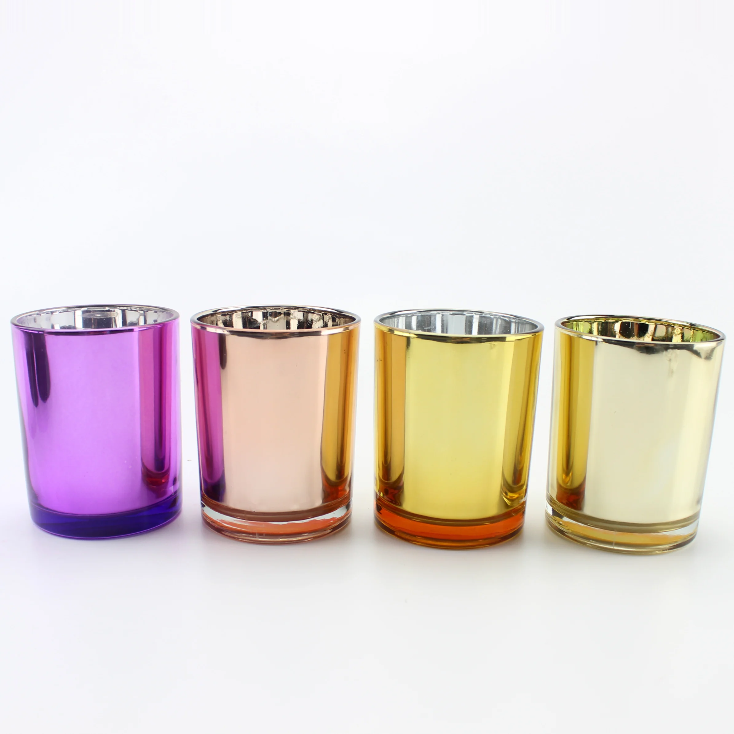 Wholesale Iridescent Colorful Innovative Design Glass Jar Empty Candle Containers for Candle Making with Different Lids