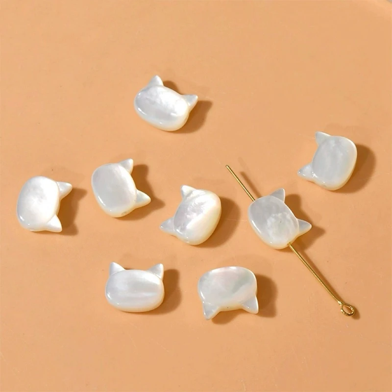 Promotional Cheap White Black Mother of Pearl Shell Cartoon Cat DIY Jewelry Necklace and Bracelet Charm Bead Jewelry