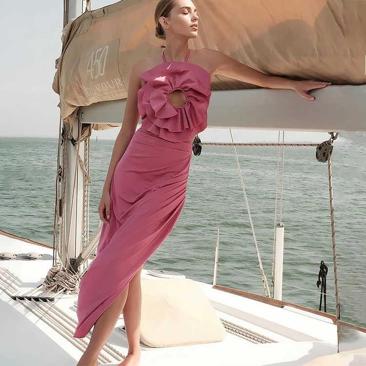 Custom Fabric Swimwear 3D Pink Flower Bikini Swimsuit and Skirt for Women Private Logo Label Tag Package Bathing Suit OEM ODM