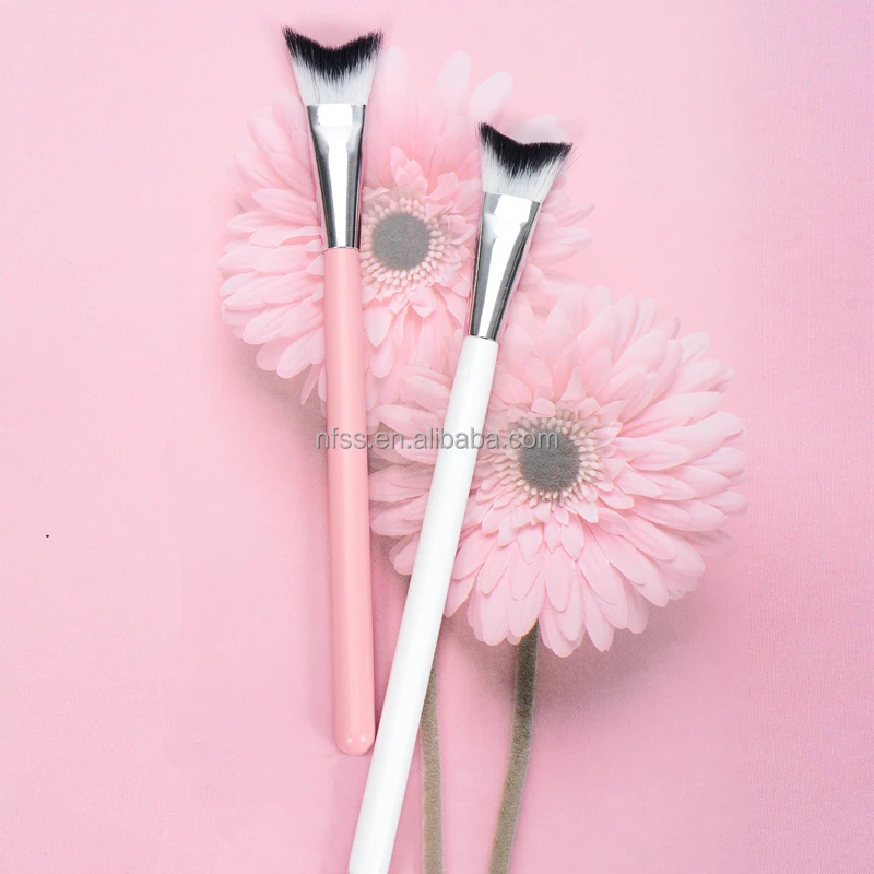  Private Label Eyeshadow Cleansing Remover Lash Extension Cleanser Cleaning Makeup Brushes Curved Fluffy Eyelash  Brush