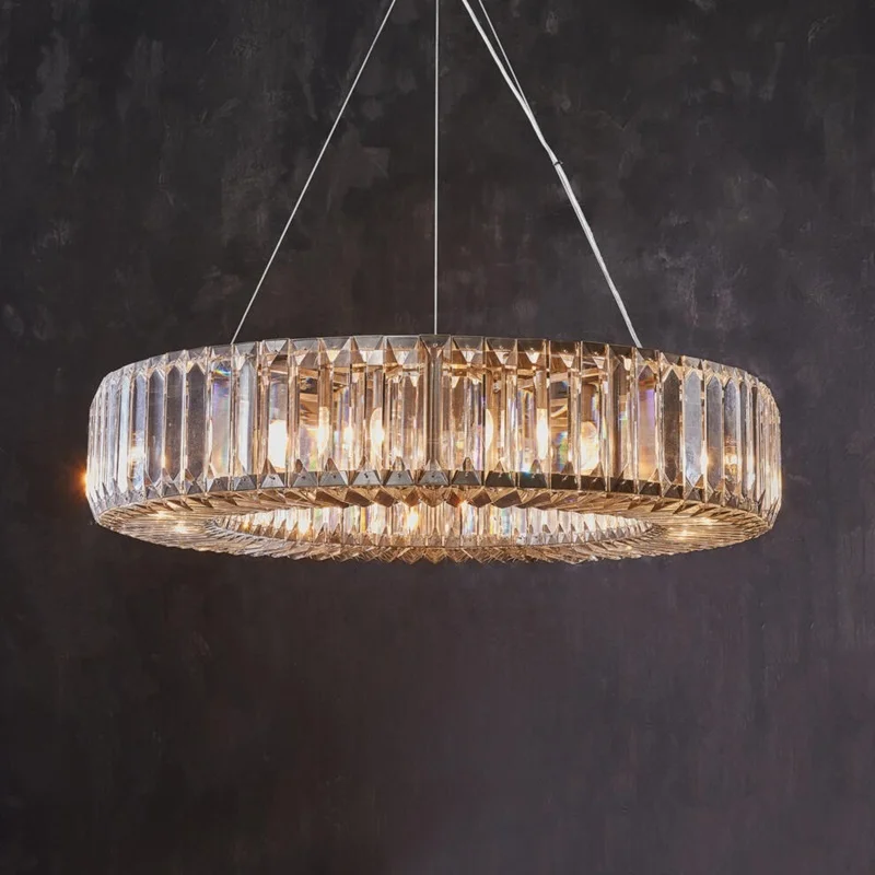 living room modern round K9 crystal chandelier master bedroom Luxury high ceiling Ceiling Restoration swarovski crystal lamp