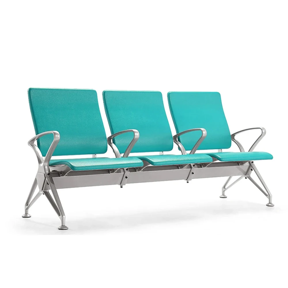 Hospital airport train station medical office PU cushion 3 seater waiting bench seating room chair