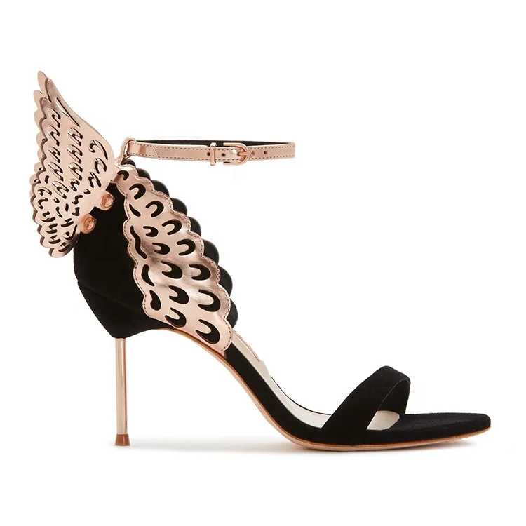 Butterfly Wings Branded Ladies Bridal Heeled Sandals Custom Design with Fancy Leather Customizable for Ladies