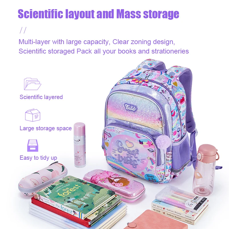 Custom cute lovely design sequin pink toddler student kids school bags cartoon schoolbags backpack