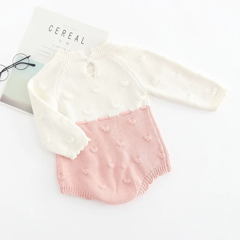 Infant Toddler Newborn Baby Girls Pink Clothing Infant Newborn Jumpsuit Knit Romper Bodysuit Crochet Clothes Outfits
